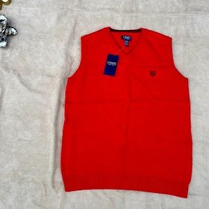 NWT Chaps by Ralph Lauren Red Sweater Vest Embroidered Logo L(14/16)